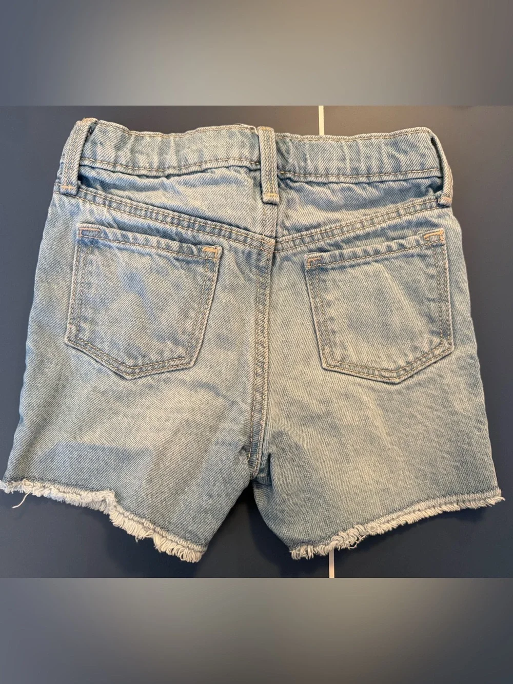 Old Navy Light Blue Denim Shorts with Colorful Heart & LOVE Embroidery 4T